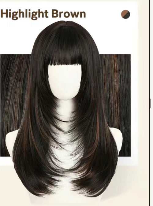 Layered straight wig
