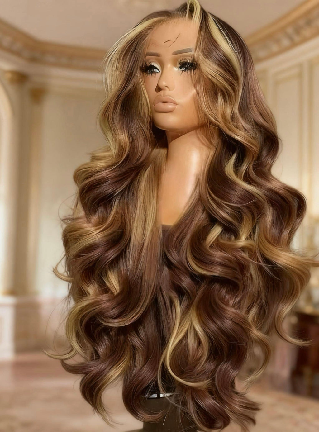 Honey blonde Glue less human wig